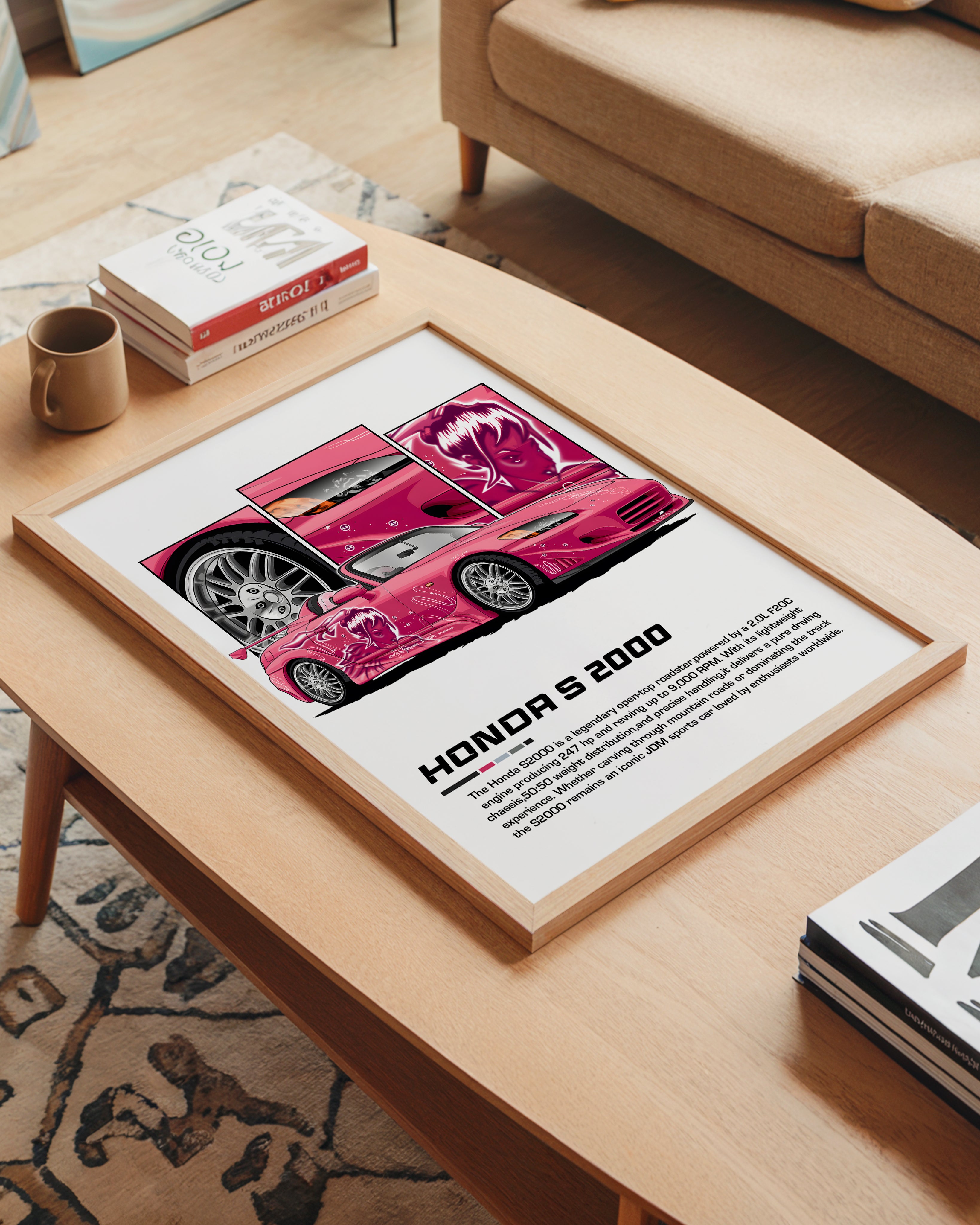 Honda S2000 Pembe Tasarım Tablo