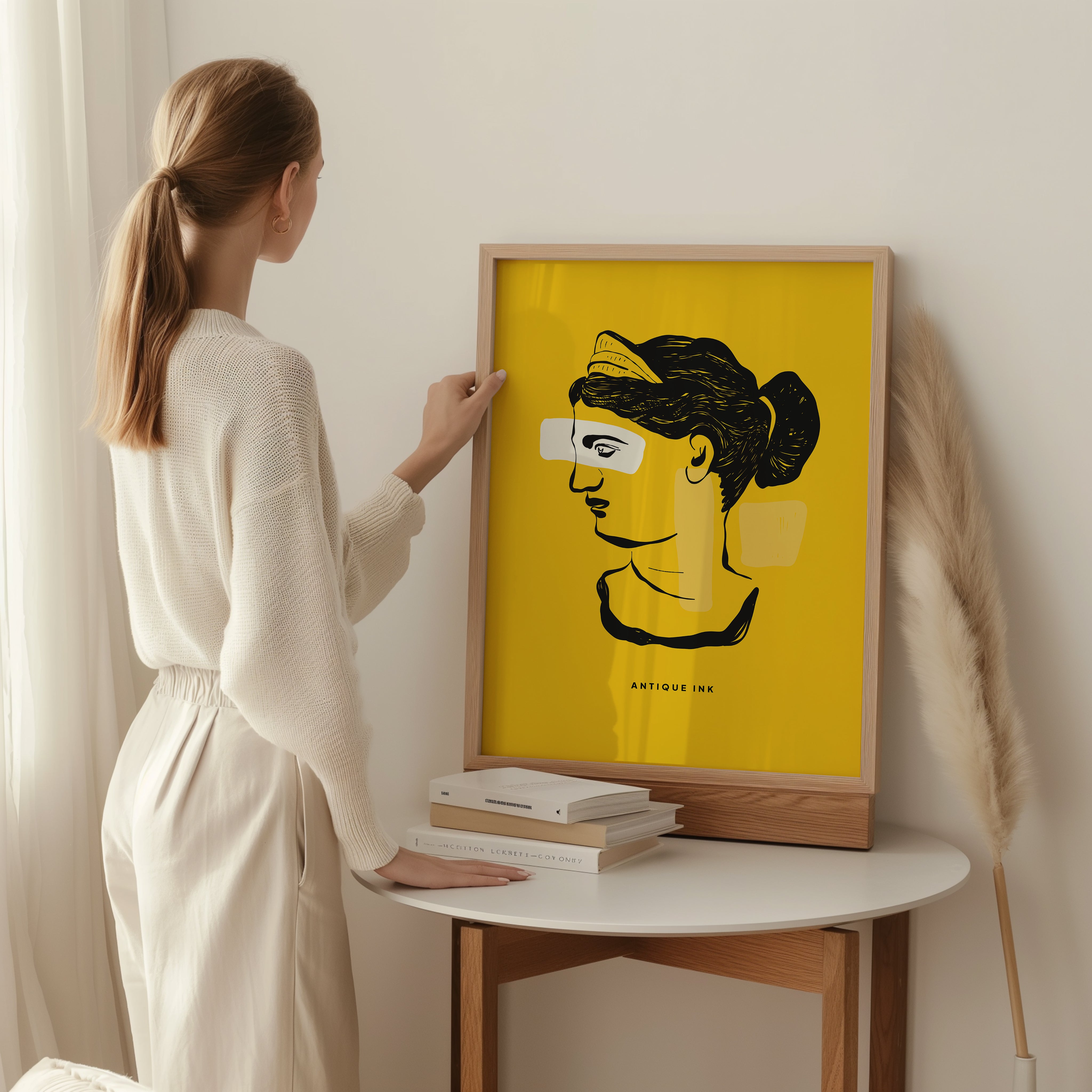 Antik Kadın Çizim Tasarım Tablo