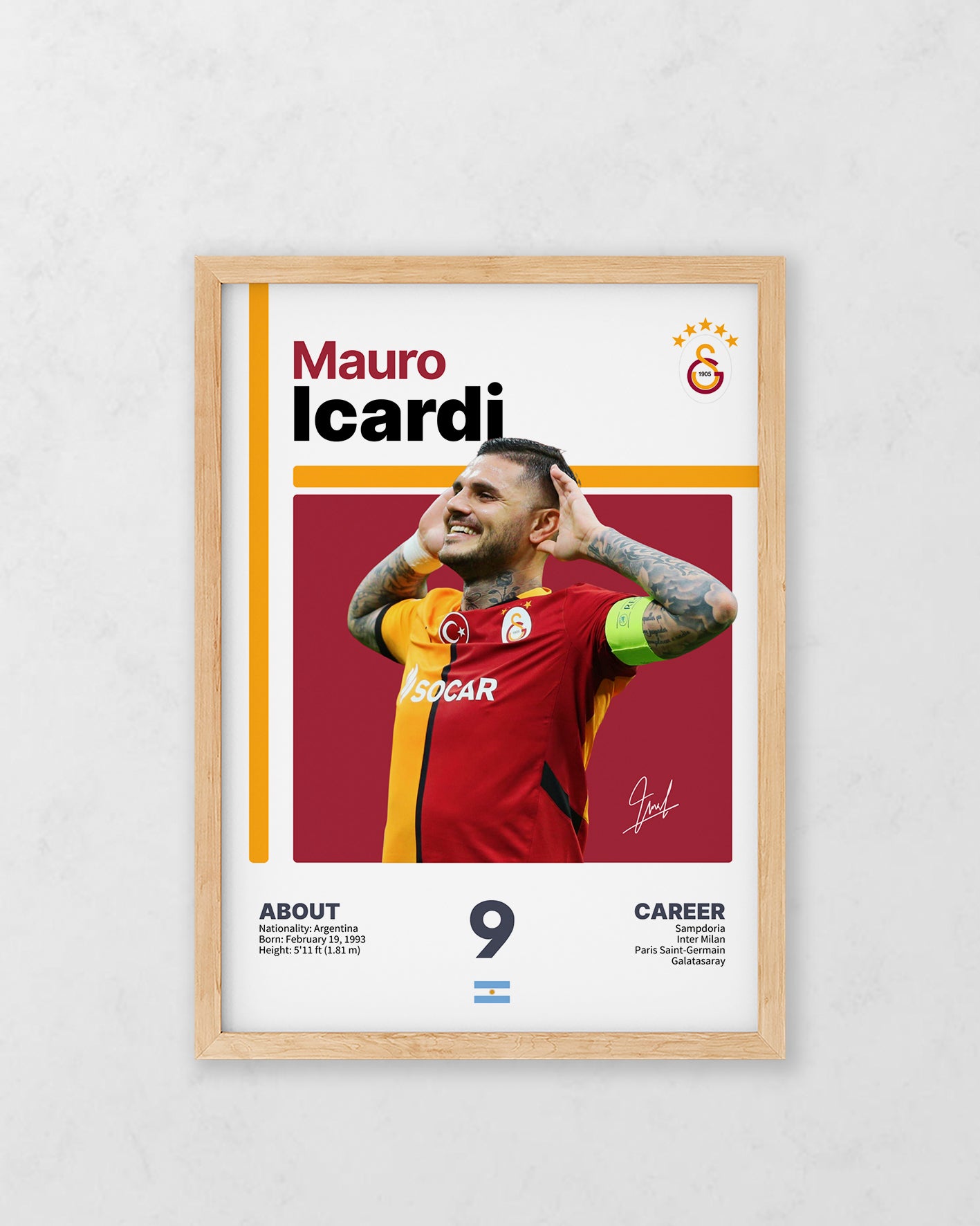 Mauro Icardi Gol Sevinci Dijital İmzalı Tasarım Tablo