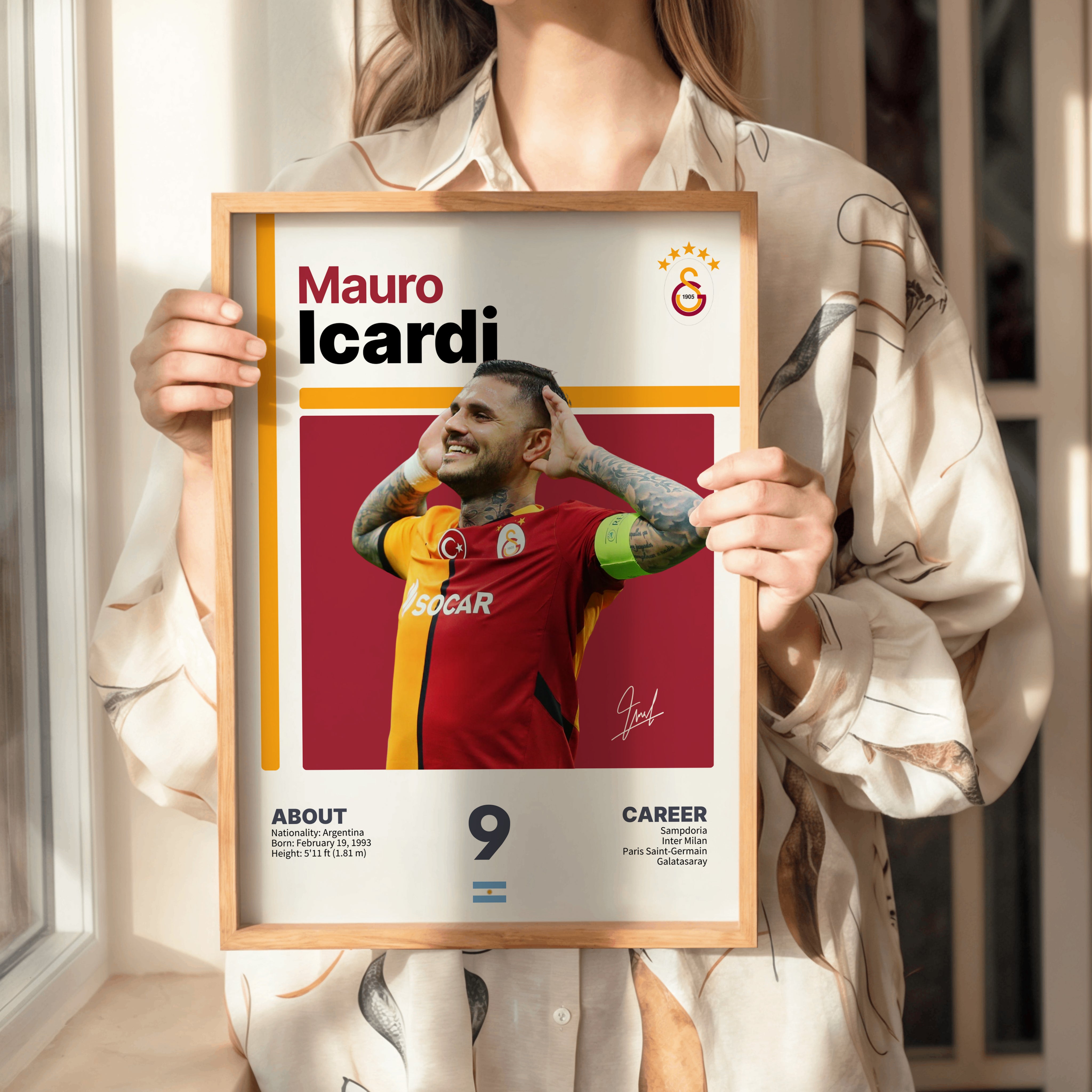 Mauro Icardi Gol Sevinci Dijital İmzalı Tasarım Tablo